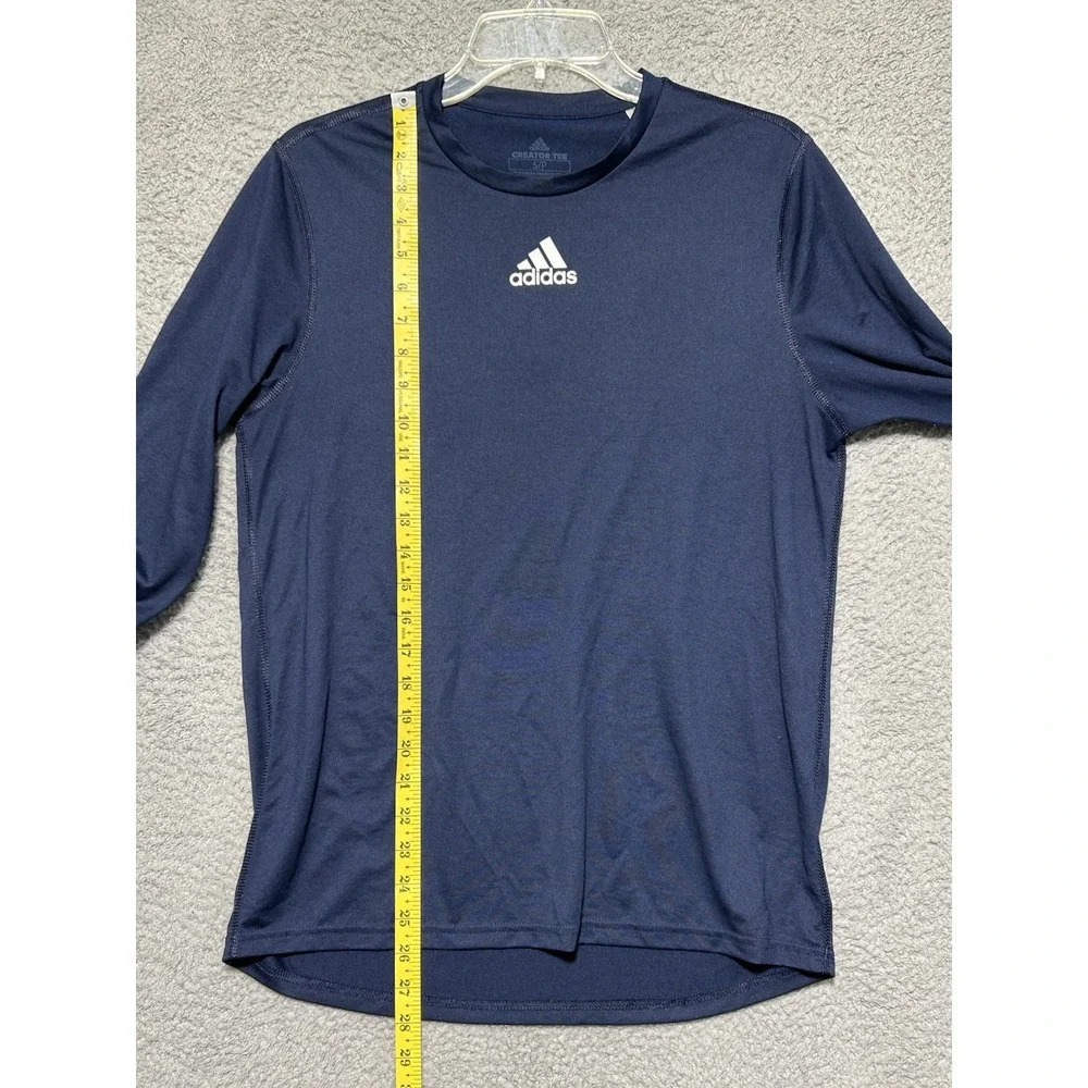 Adidas Mens Creator Tee Long‎ Sleeve Workout Shirt Blue Small Stretch Athleisure